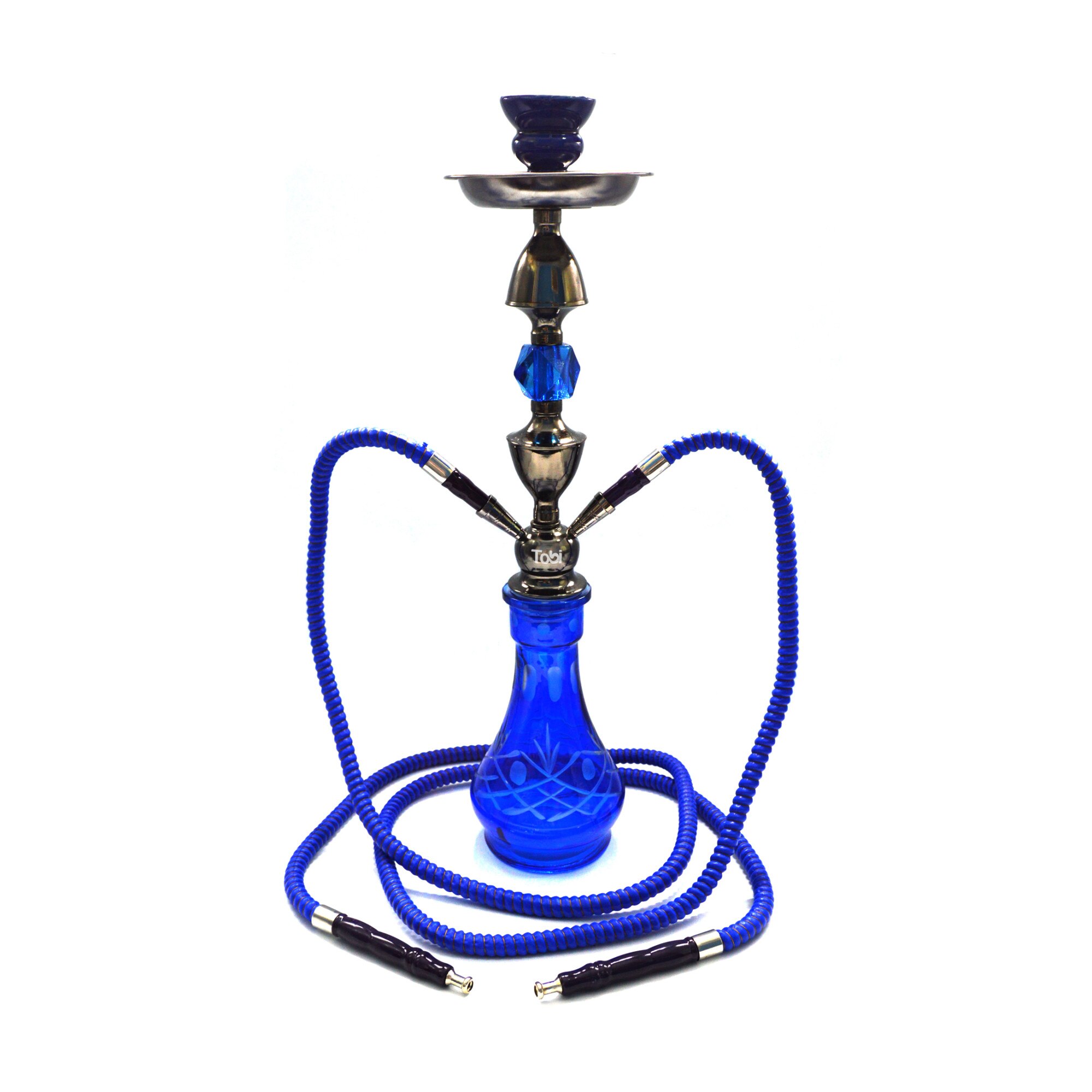 Narghilea Tobi, Qus, 2 furtunuri, Albastru, 54 cm