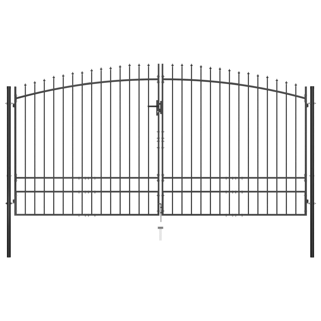 Poarta dubla de gradina, vidaXL, Otel, varf ascutit, 400 x 248 cm, Negru