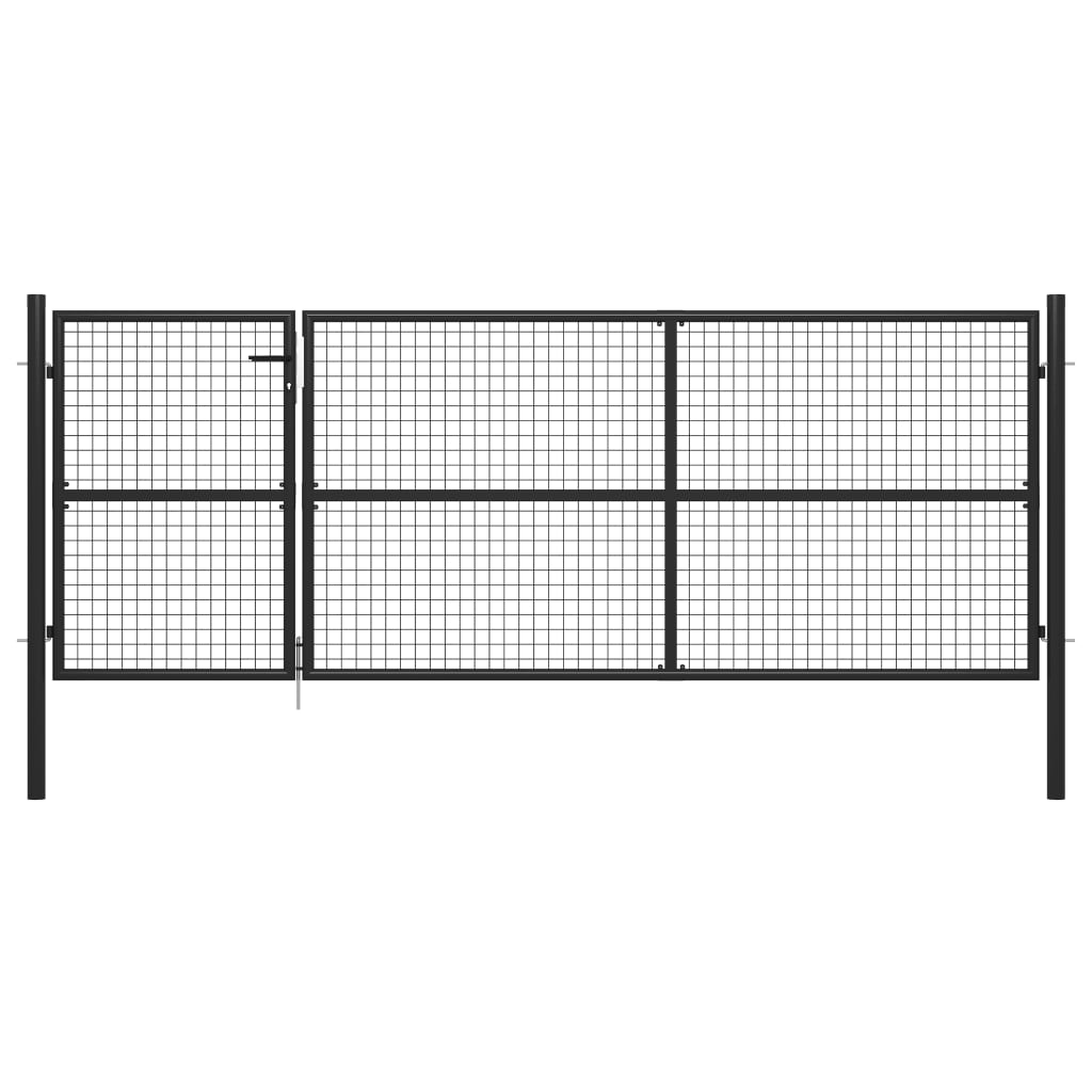 Poarta de gradina, vidaXL, Otel, 350 x 125 cm, Gri antracit