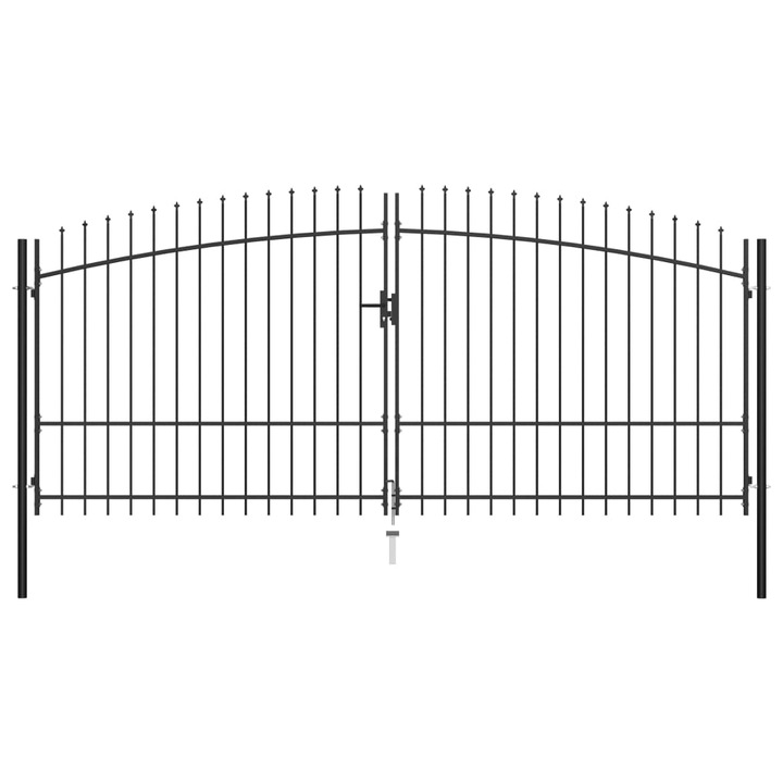Poarta de gard cu doua usi vidaXL, cu varfuri de sulita, 400 x 225 cm 33.79 kg 145741