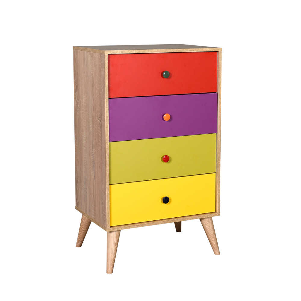 Comoda Adore Rainbow, 4 sertare, Multicolor, Sonoma , 60 x 104 x 45 cm
