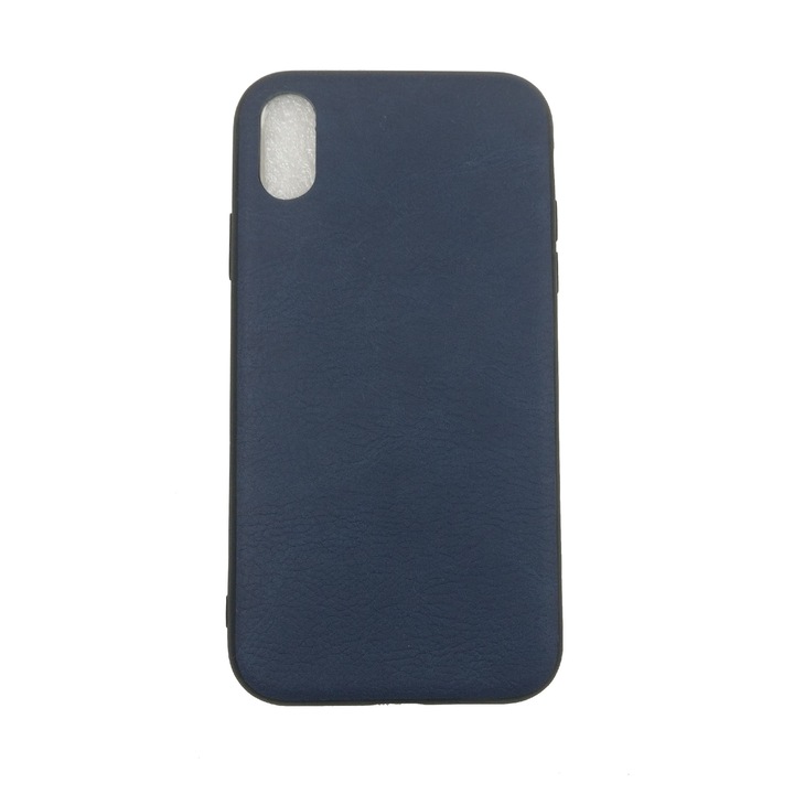 Husa compatibila cu IPhone XS Max, calitate superioara, imitatie piele, Albastru