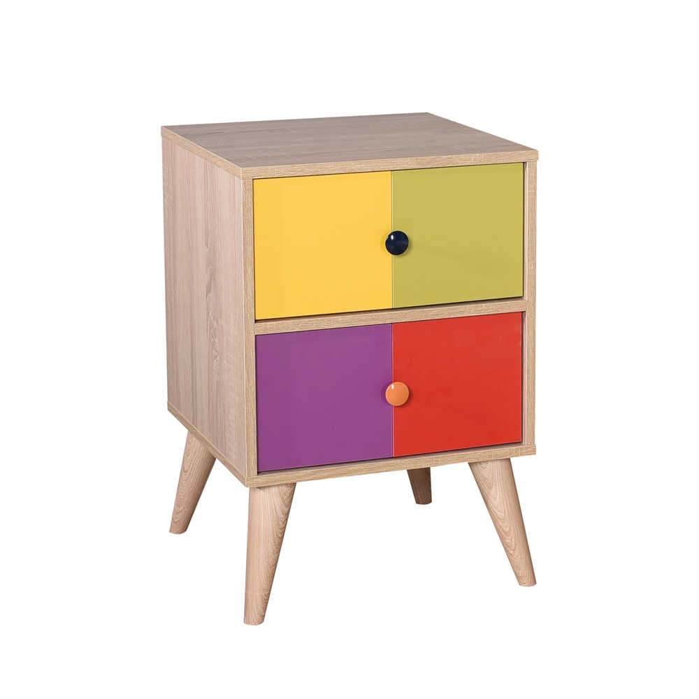 Noptiera Adore Base, 2 sertare, Rainbow Multicolor, 45x52x40 cm