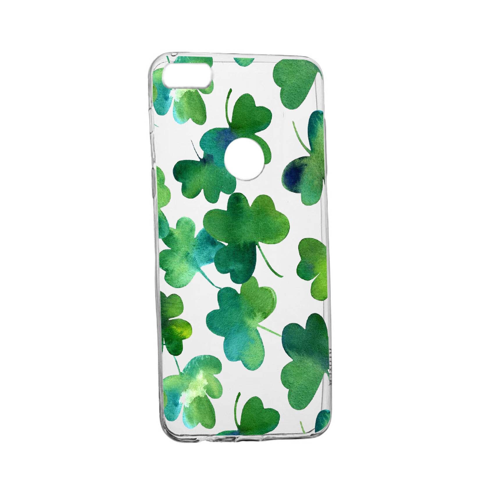 Husa Green leaf, pentru Huawei P9 Lite Mini / Y6 pro 2017, rezistenta la uzura, anti-alunecare, din silicon Premium, 697