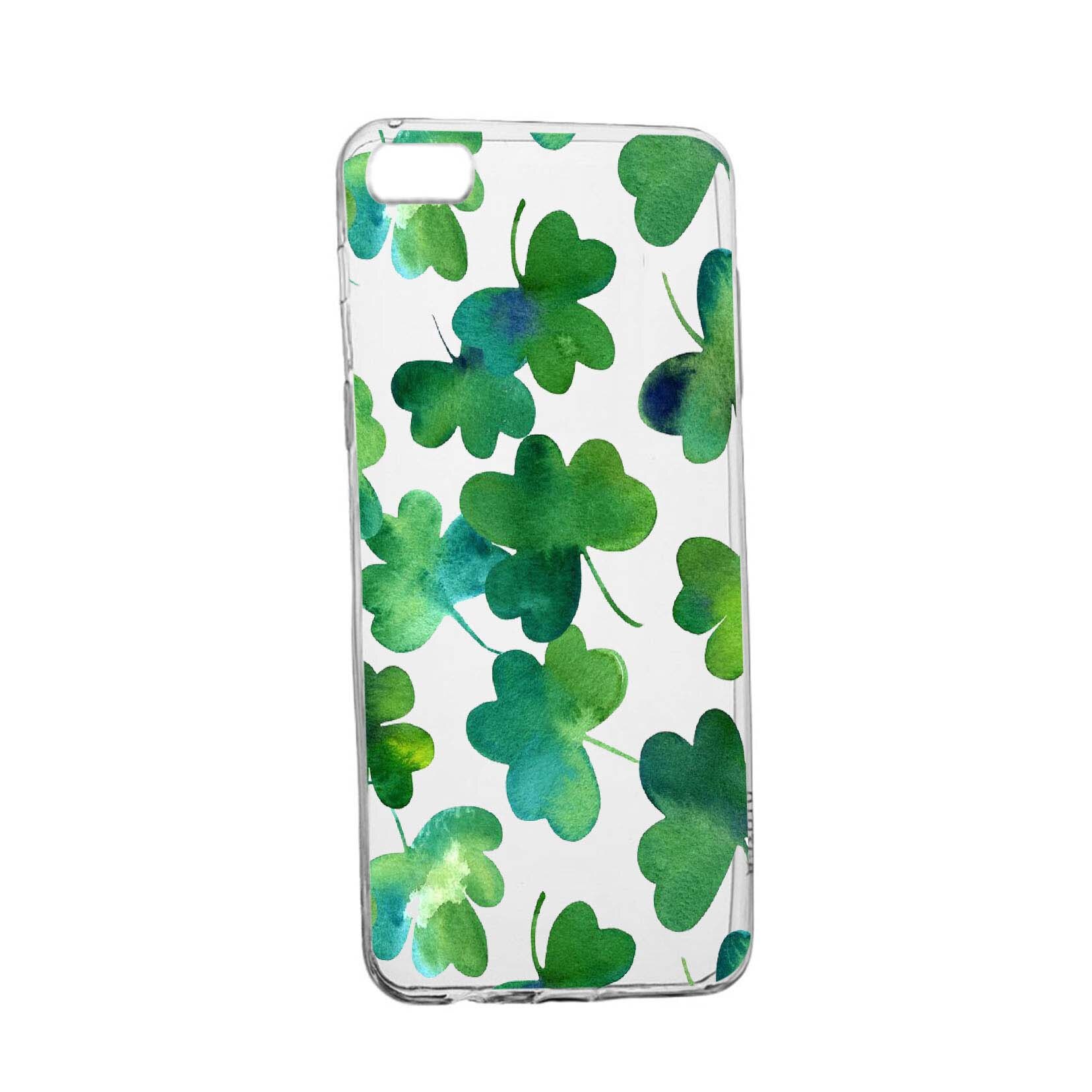 Husa Green leaf, pentru Apple iPhone 5 / 5S / SE, rezistenta la uzura, anti-alunecare, din silicon Premium, 697