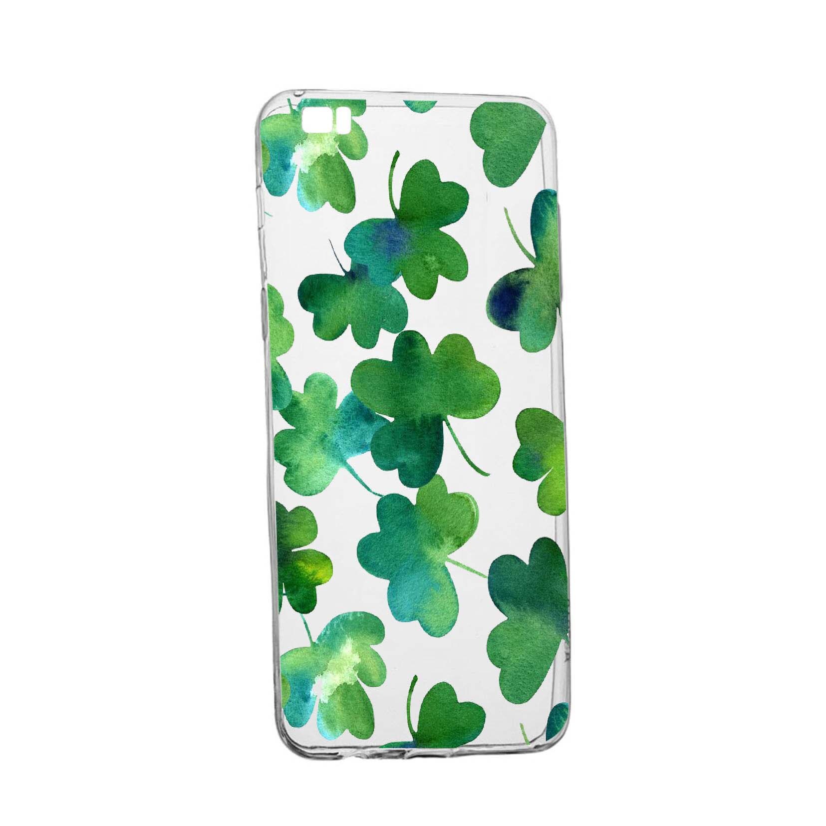 Husa Green leaf, pentru Huawei P8 Lite, rezistenta la uzura, anti-alunecare, din silicon Premium, 697