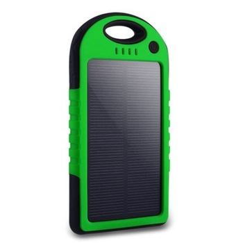 Baterie externa rezistenta la apa, incarcare baterie solara, Negru, 5000 mAh, Dual USB, Negru/Verde, Urban Trends ® Baterie externa rezistenta la apa, incarcare baterie solara, Negru, 5000 mAh, Dual USB, Negru/Verde, Urban Trends ®