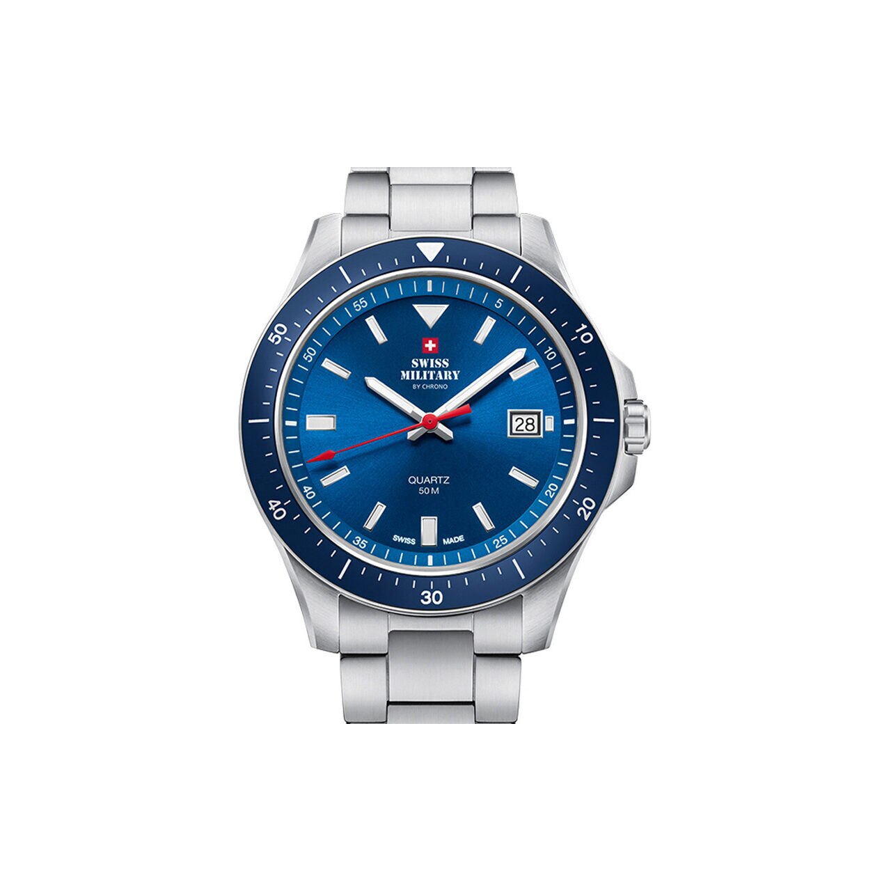 Ceas barbatesc Swiss Military SM34082.02, 42 mm, 5ATM, Argintiu