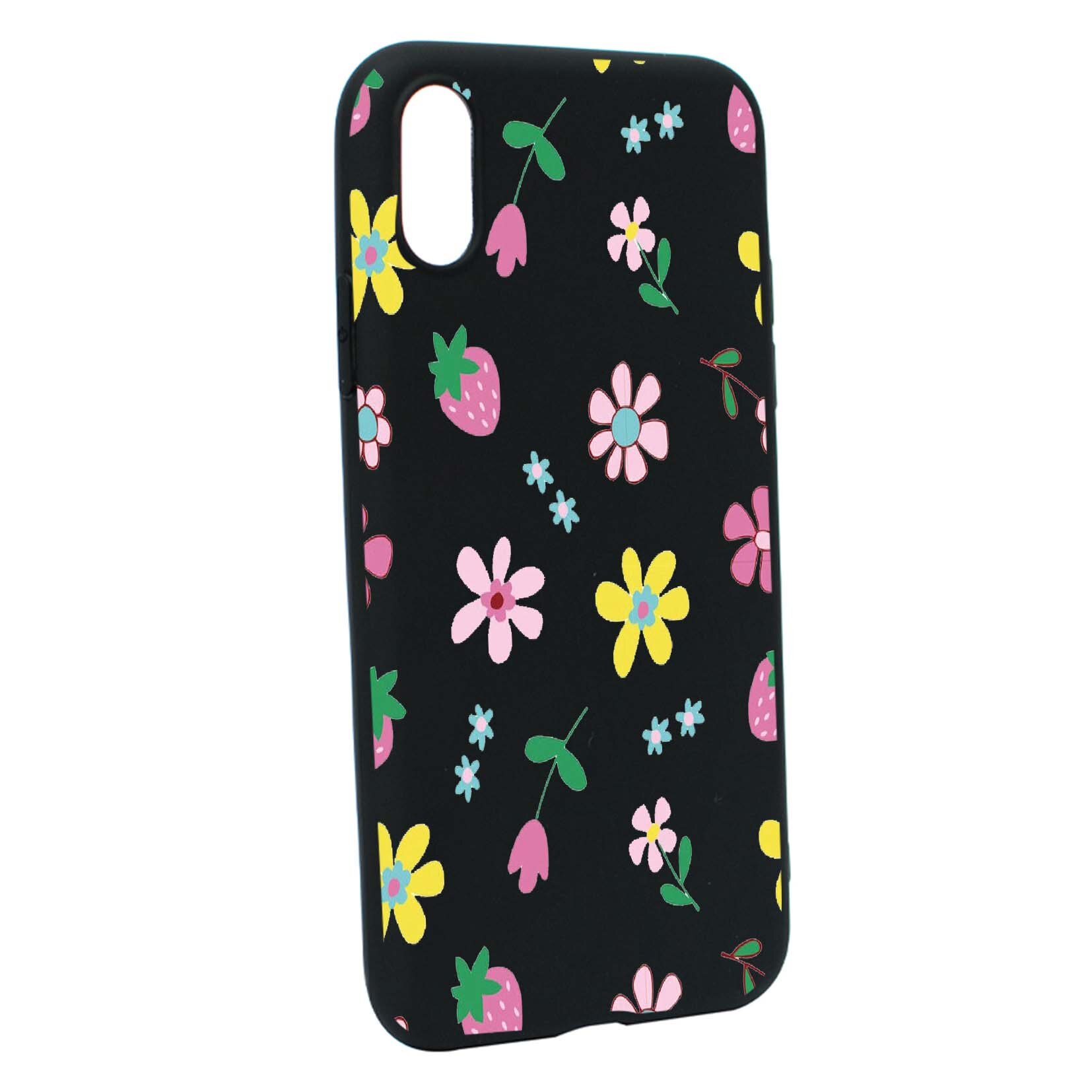 Husa Apple iPhone XS / X, Flowers, rezistenta la uzura, anti-alunecare, din silicon Premium, B687