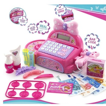 Casa de marcat cu sertar care se dechide, sunete si lumini, scanner de produse, cititor de carduri, bancnote si monezi Casa de marcat cu sertar care se dechide, sunete si lumini, scanner de produse, cititor de carduri, bancnote si monezi