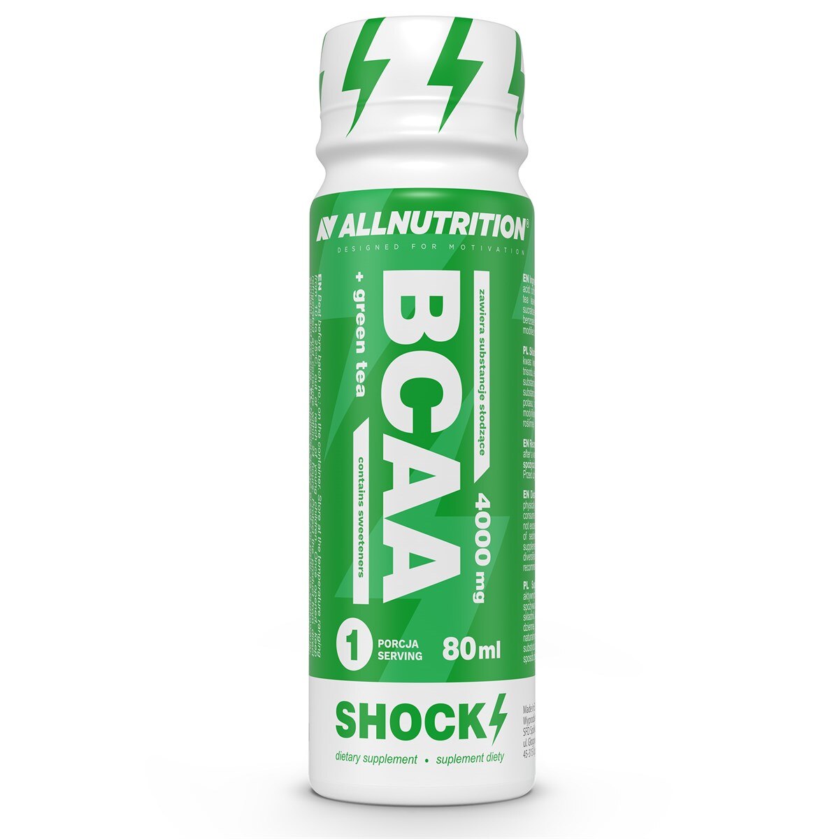 BCAA Green Tea 4000mg, shot energizant ceai verde, Set 12 x 80ml