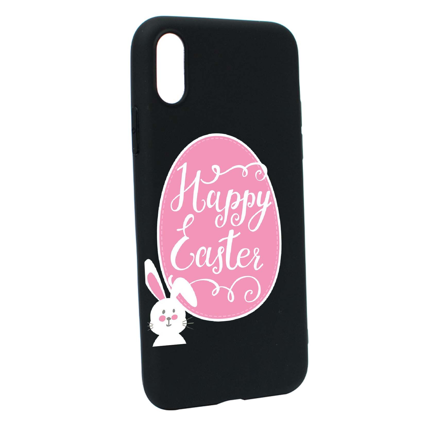 Husa Apple iPhone XS / X, Happy Easter, rezistenta la uzura, anti-alunecare, din silicon Premium, B689