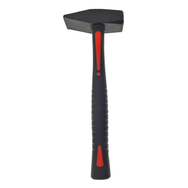 Ciocan 1500g, cu maner 335x33x28mm, din fibra, izolat, anti-alunecare, negru cu rosu 1731 g