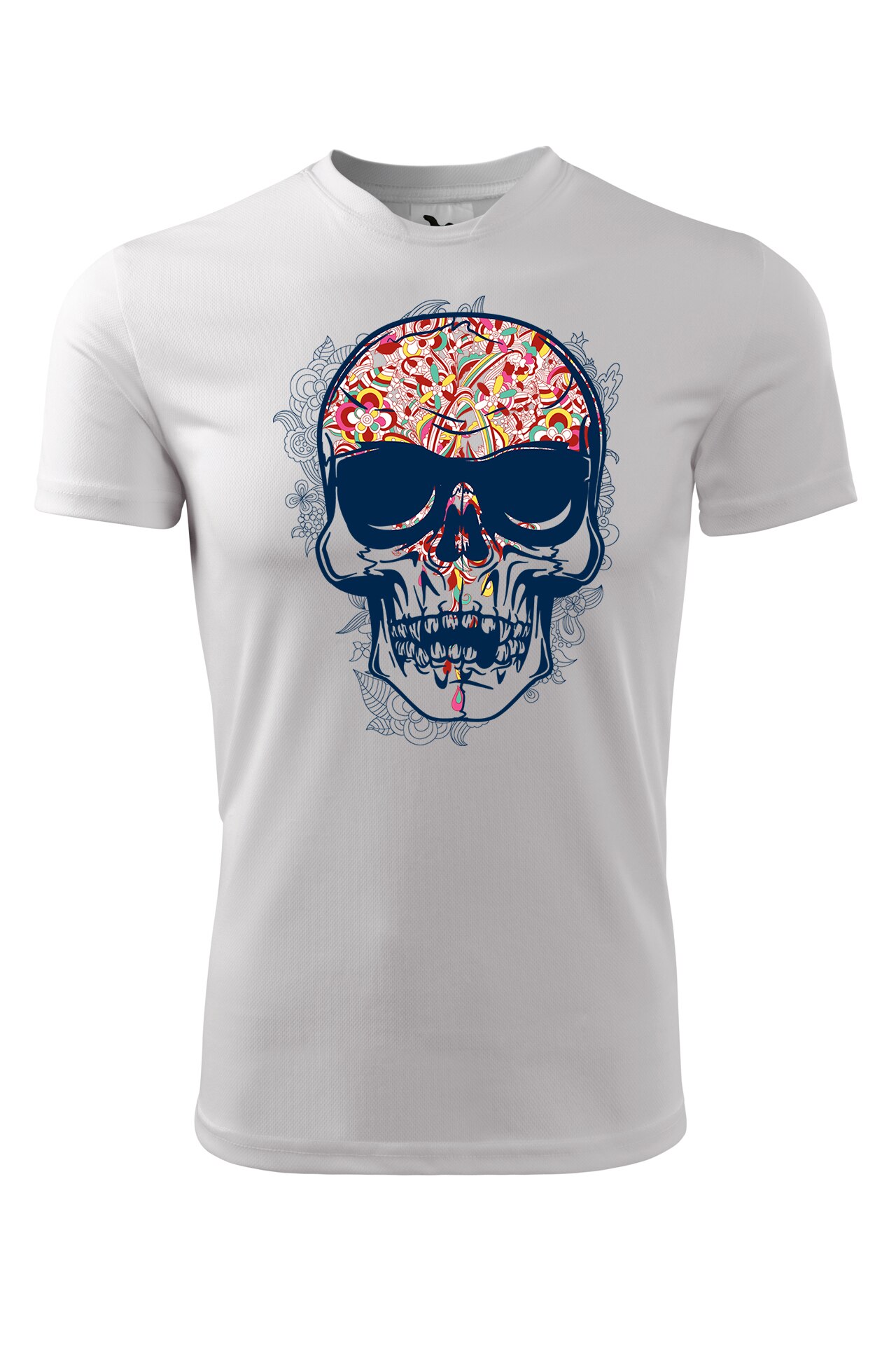 Tricou personalizat, Flowers Skull, Adler, Alb