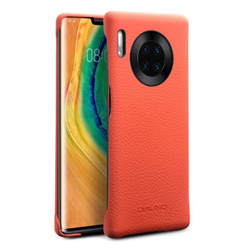 Husa Huawei Mate 30 Pro, Qialino Litchi, slim din piele moale de bovina, tip back cover, culoare Orange Husa Huawei Mate 30 Pro, Qialino Litchi, slim din piele moale de bovina, tip back cover, culoare Orange