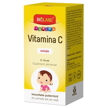 Supliment alimentar Vitamina C Junior solutie 10 ml Bioland Supliment alimentar Vitamina C Junior solutie 10 ml Bioland