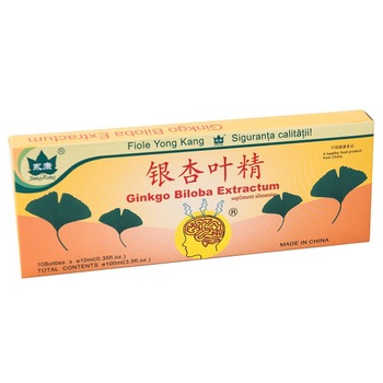 Supliment alimentar Ginkgo Biloba, 10 fiole Supliment alimentar Ginkgo Biloba, 10 fiole