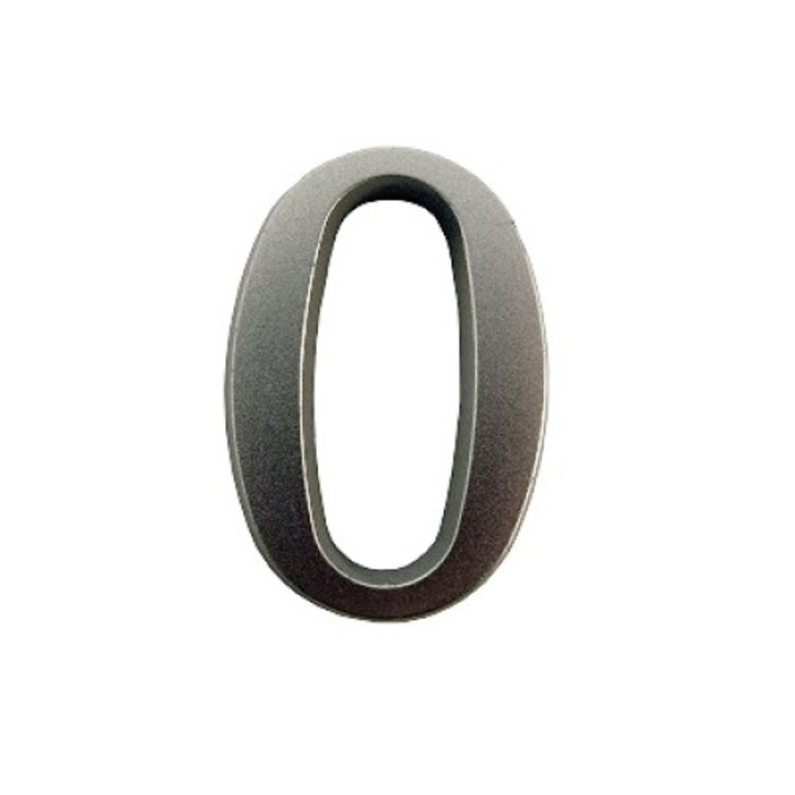 Ajtószám 4.5 cm öntapadós, matt ezüst "0"