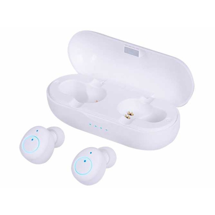 Vezeték nélküli Bluetooth fülhallgató, mikrofonnal HMP 12E05 AIRBUDS, fehér, Trevi