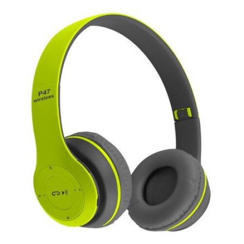 Casti wireless P47, Stereo Headphones, Fm Radio, MP3 Player, Microfon incorporat, Port Micro SD, Negru/ Verde, Urban Trends ®