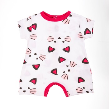 Salopeta Babybol fetita, maneca scurta,imprimeu pisicute, fucsia, 1 luna, 56 cm Salopeta Babybol fetita, maneca scurta,imprimeu pisicute, fucsia, 1 luna, 56 cm