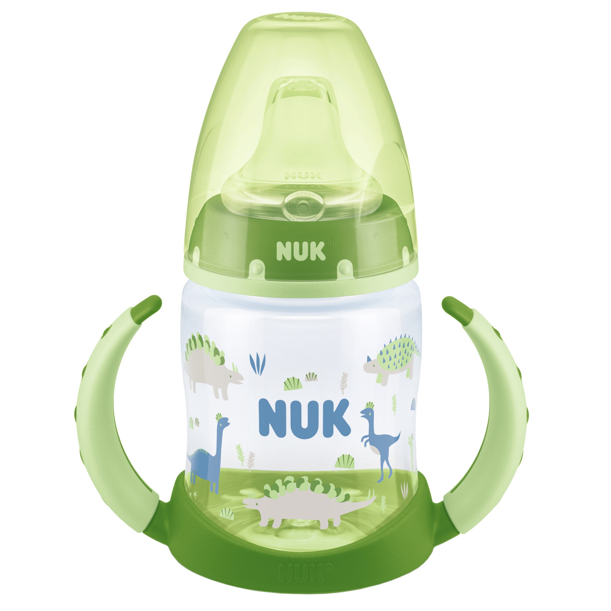 Biberon NUK cu toarte si tetina de invatare, 6 luni+, 150 ml, Verde