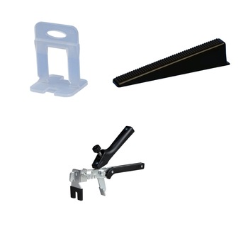 Pachet sistem nivelare gresie CONFORT 3, 300 clipsuri cu rost 1.5 mm, 100 pene, 1 cleste metalic Pachet sistem nivelare gresie CONFORT 3, 300 clipsuri cu rost 1.5 mm, 100 pene, 1 cleste metalic