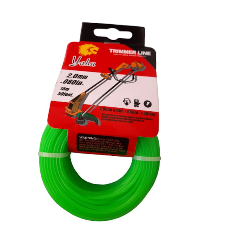 OEM DAO fűnyíró kábel, kerek műanyag, 2 mm, 15 m, zöld