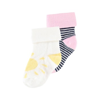 Set 2 perechi sosete bebe, Noppies, Chappaqua, alb/roz Set 2 perechi sosete bebe, Noppies, Chappaqua, alb/roz