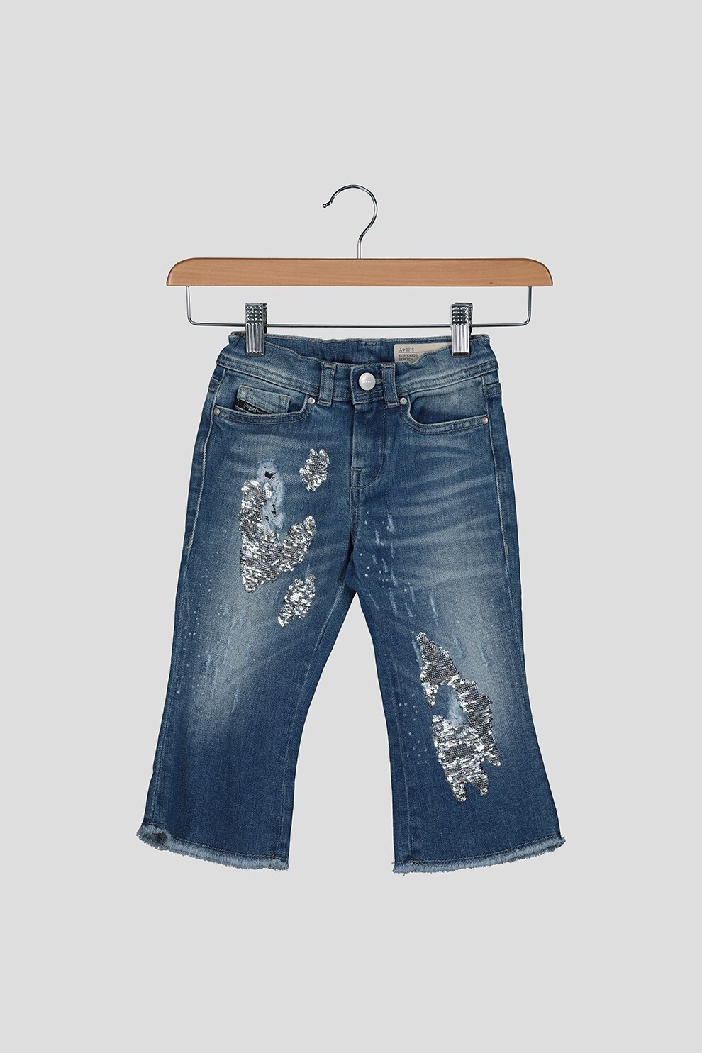 Diesel, Blugi cu aspect decolorat, Albastru / Argintiu