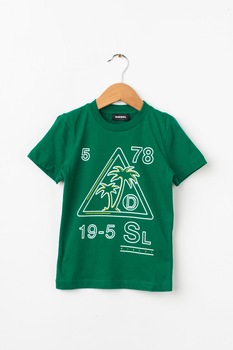 Diesel, Tricou cu imprimeu grafic, Verde/Alb prafuit Diesel, Tricou cu imprimeu grafic, Verde/Alb prafuit