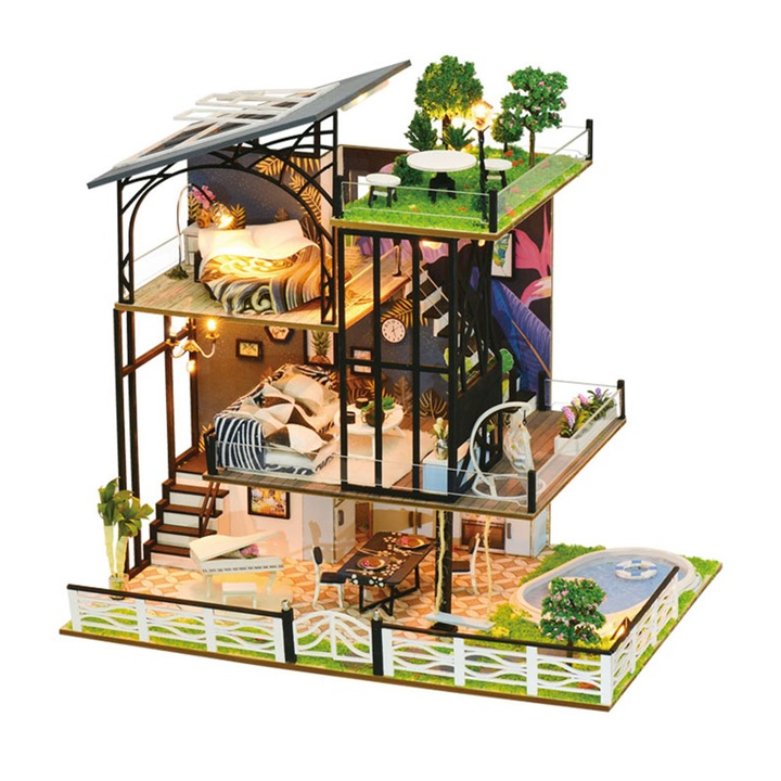 Casa de papusi scara 1:24, Cadouri de sarbatori/aniversare, Lemn, Multicolor