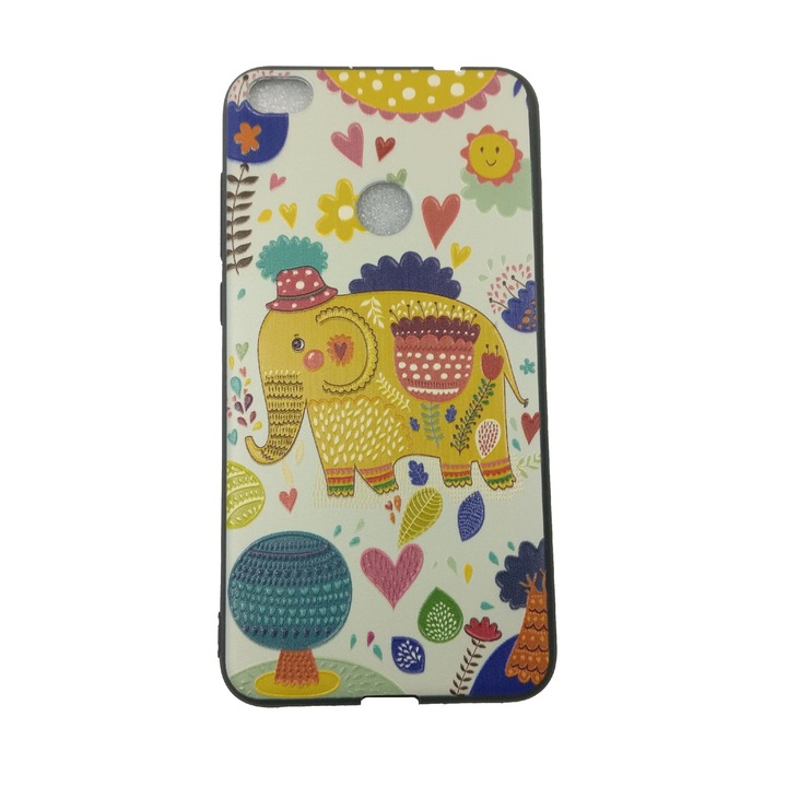 Husa compatibila cu Huawei P8 Lite 2017, Elefant 3D in relief, Crem