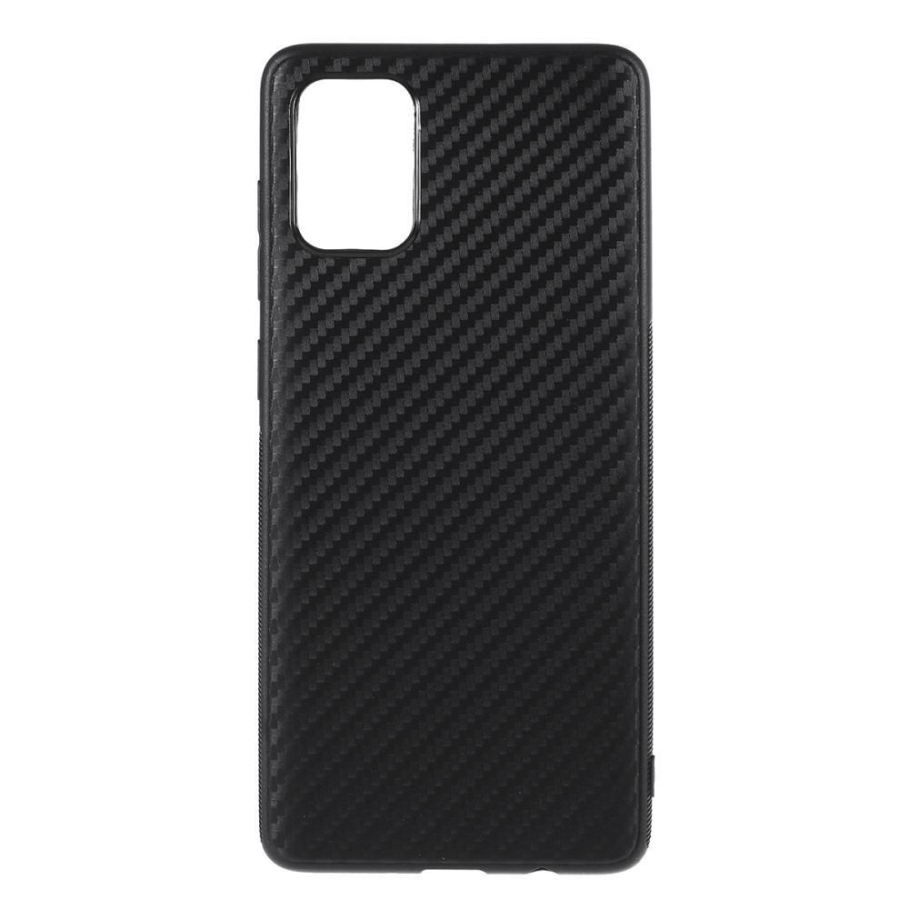 Husa silicon Samsung Galaxy A51 model Carbon Fiber, Antisoc, TPU Negru