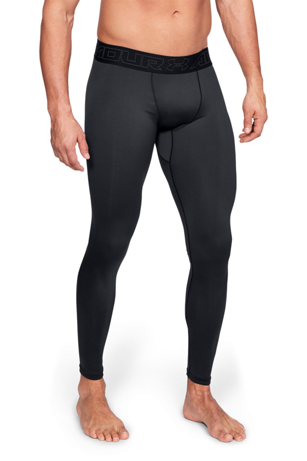 Under Armour, Colanti de compresie cu tehnologie ColdGear®, pentru antrenament, Negru/Gri