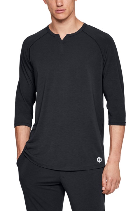 Under Armour, Bluza de pijama din amestec de modal Athlete Recovery, Negru/Argintiu, S