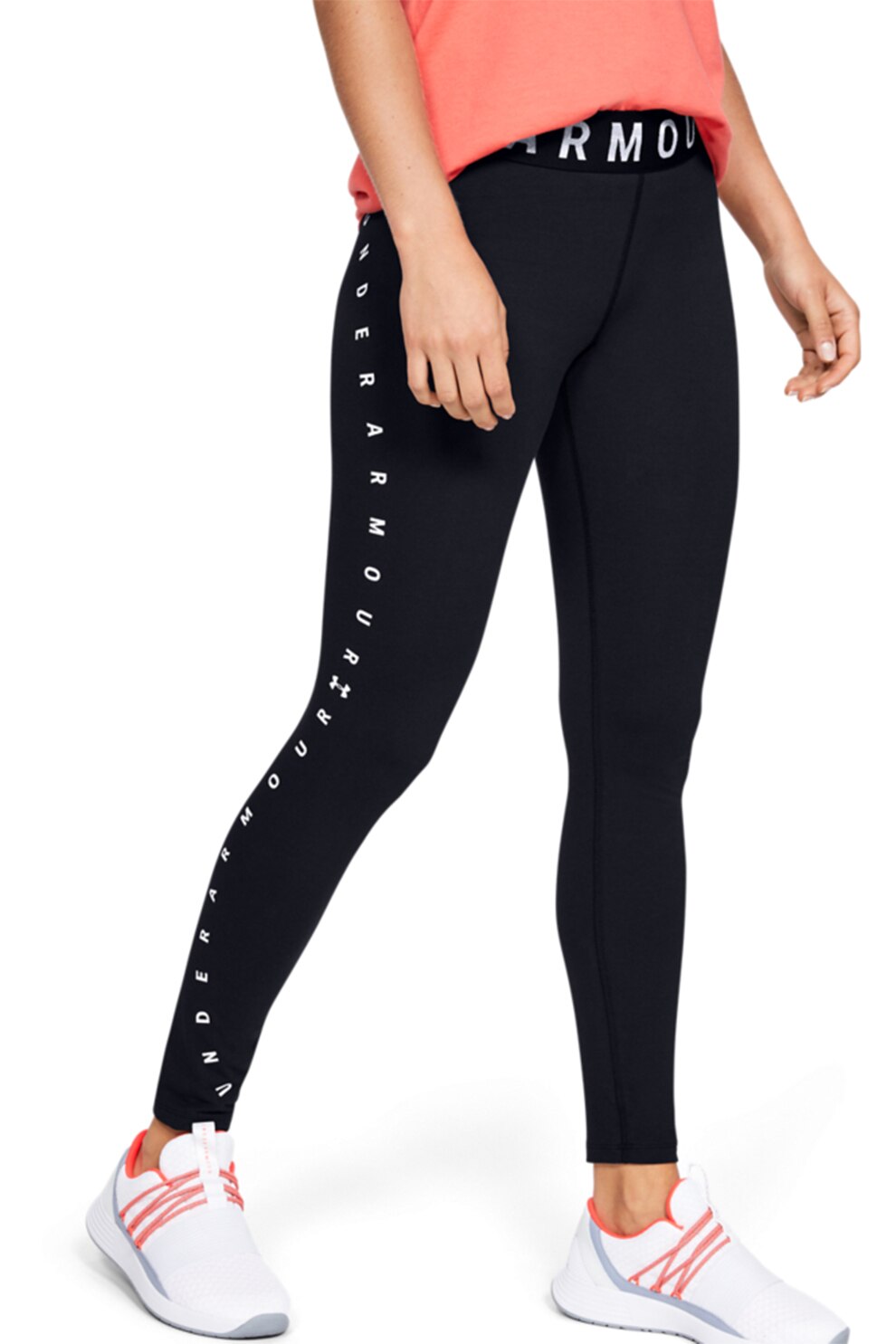 Under Armour, Colanti elastici cu imprimeu grafic, pentru antrenament Favorite, Negru