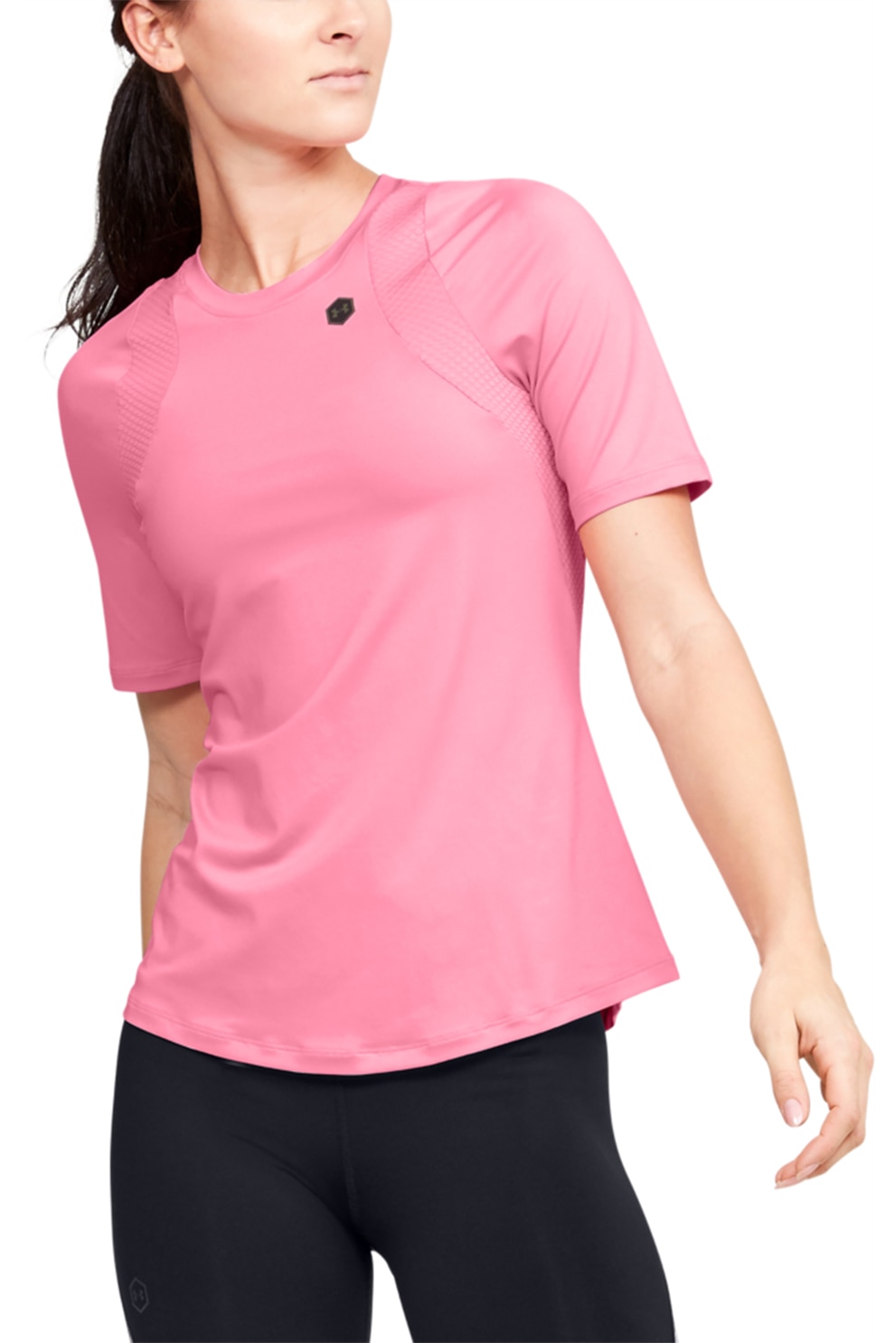 Under Armour, Tricou cu maneci raglan, pentru fitness Rush, Roz