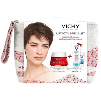 Trusa Vichy Vichy LIFTACTIV Collagen Specialist Crema antirid pentru toate tipurile de ten, 50ml + Demachiant 3in1 PURETE THERMALE Demachiant 3in1, 100ml + Mineral 89, 4ML Trusa Vichy Vichy LIFTACTIV Collagen Specialist Crema antirid pentru toate tipurile de ten, 50ml + Demachiant 3in1 PURETE THERMALE Demachiant 3in1, 100ml + Mineral 89, 4ML