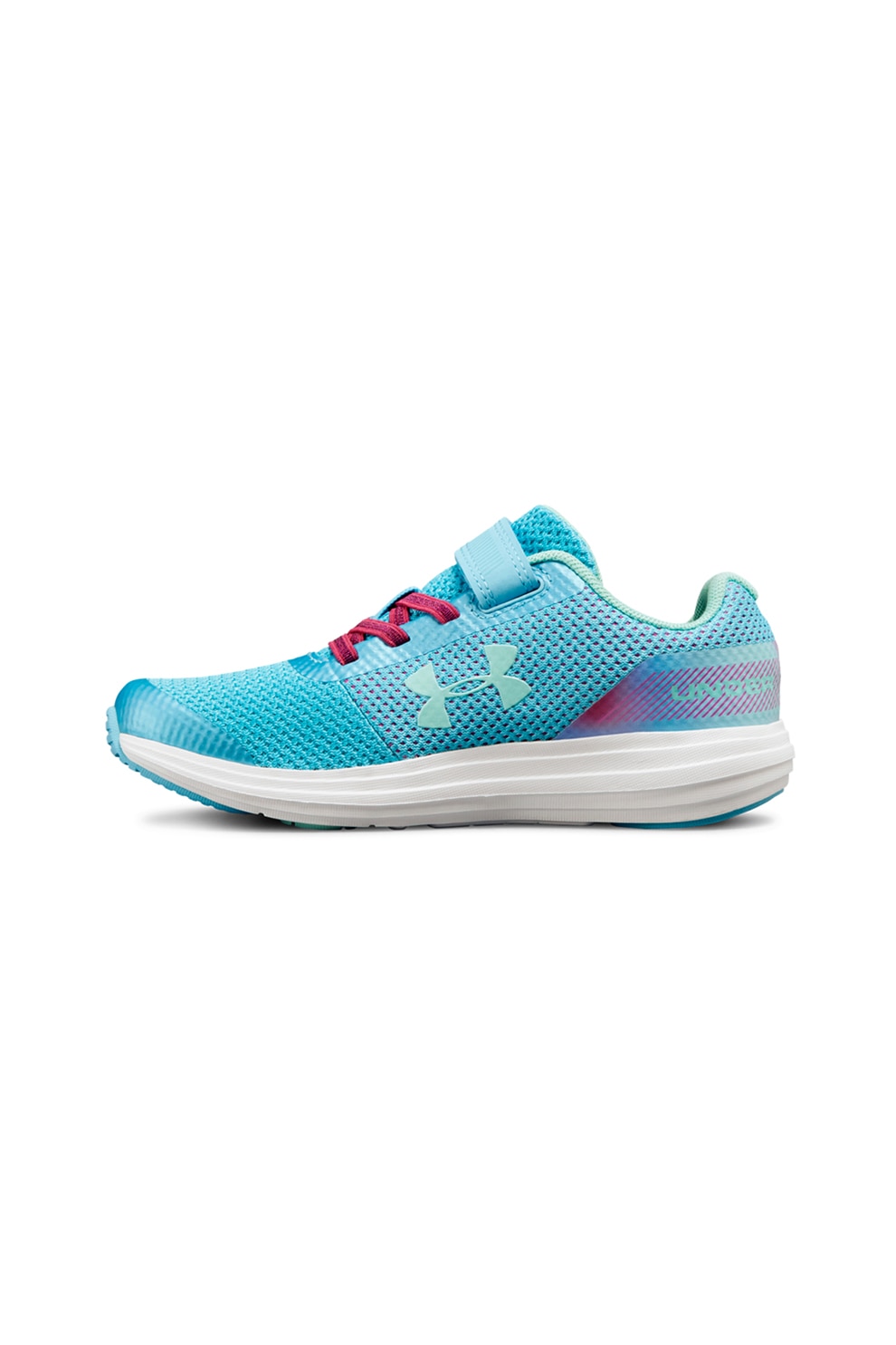 Under Armour, Pantofi cu logo, pentru alergare Surge, Albastru aqua/Fucsia, 10.5