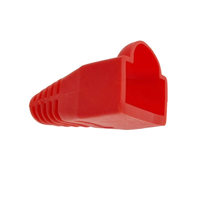 Set 100 bucati, manson de protectie mufa RJ45, capac pentru conector UTP RJ45 cu cablu LAN Ethernet Cat5/5e/6, rosu