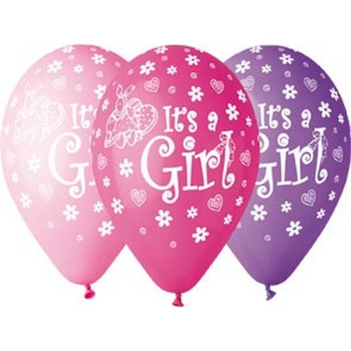 Set 5 baloane latex, It's a girl, 30 cm