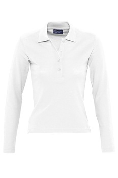 Tricou polo cu maneca lunga femei, bumbac, Sol's Podium, Alb Tricou polo cu maneca lunga femei, bumbac, Sol's Podium, Alb