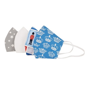 Set 4 Masti protectie faciala ADULTI, model CROWN, reutilizabile, bumbac, 3 straturi, anatomice Set 4 Masti protectie faciala ADULTI, model CROWN, reutilizabile, bumbac, 3 straturi, anatomice