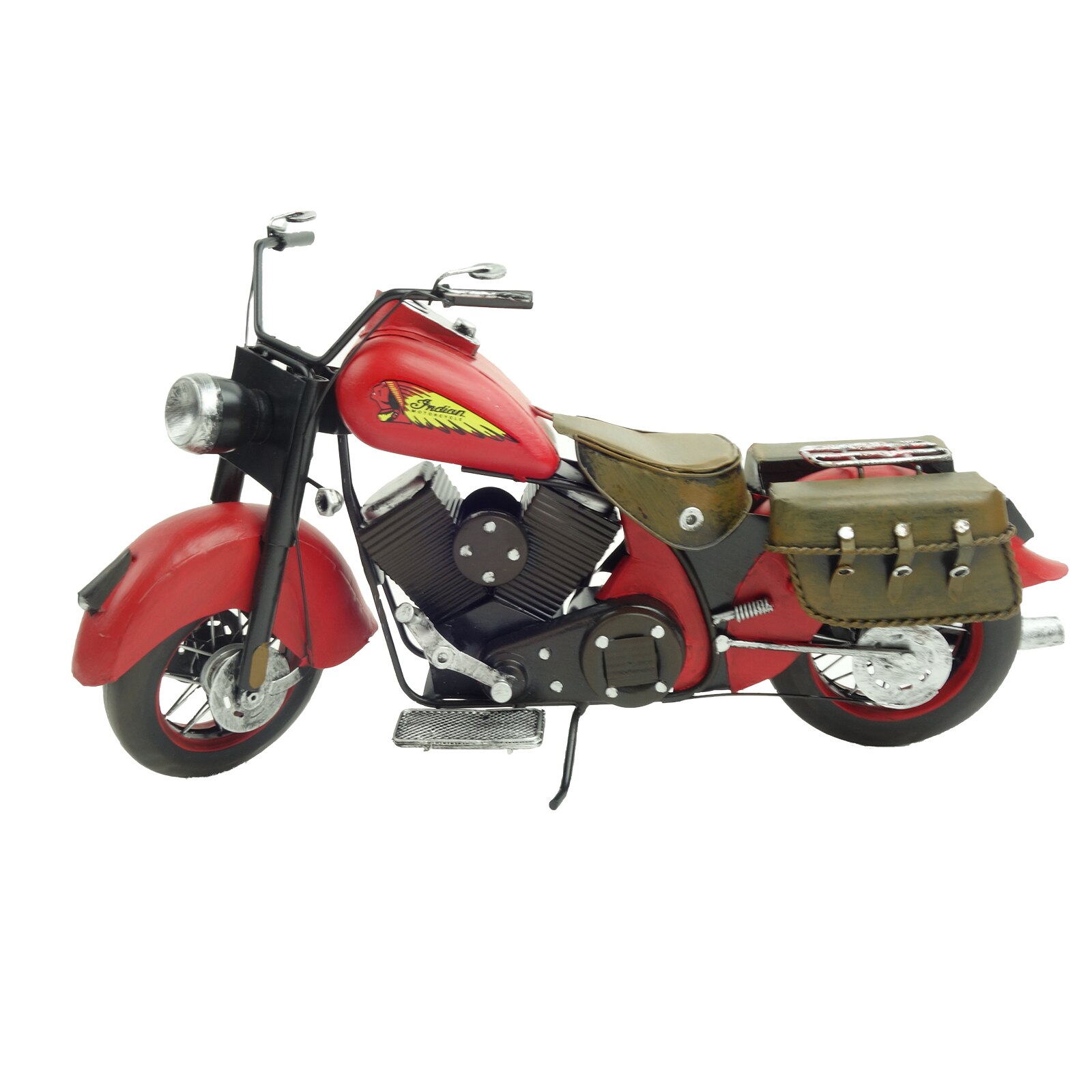 Decoratiune in forma de motocicleta de metal, Indian, vintage, 33 cm, rosu