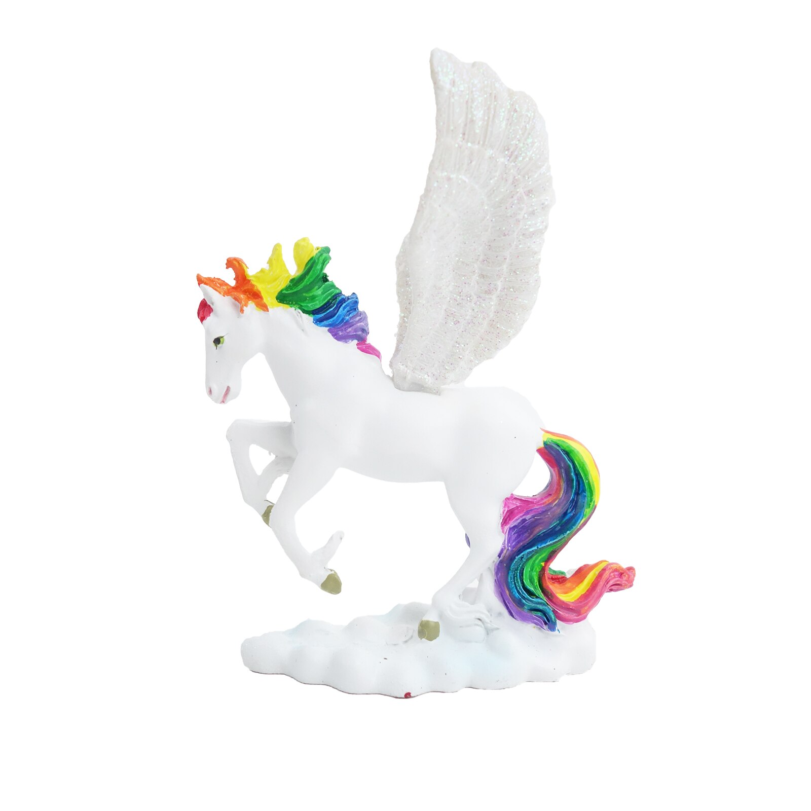 Decoratiune ceramica Pegasus, 11,5 cm, alb cu aripile deschise
