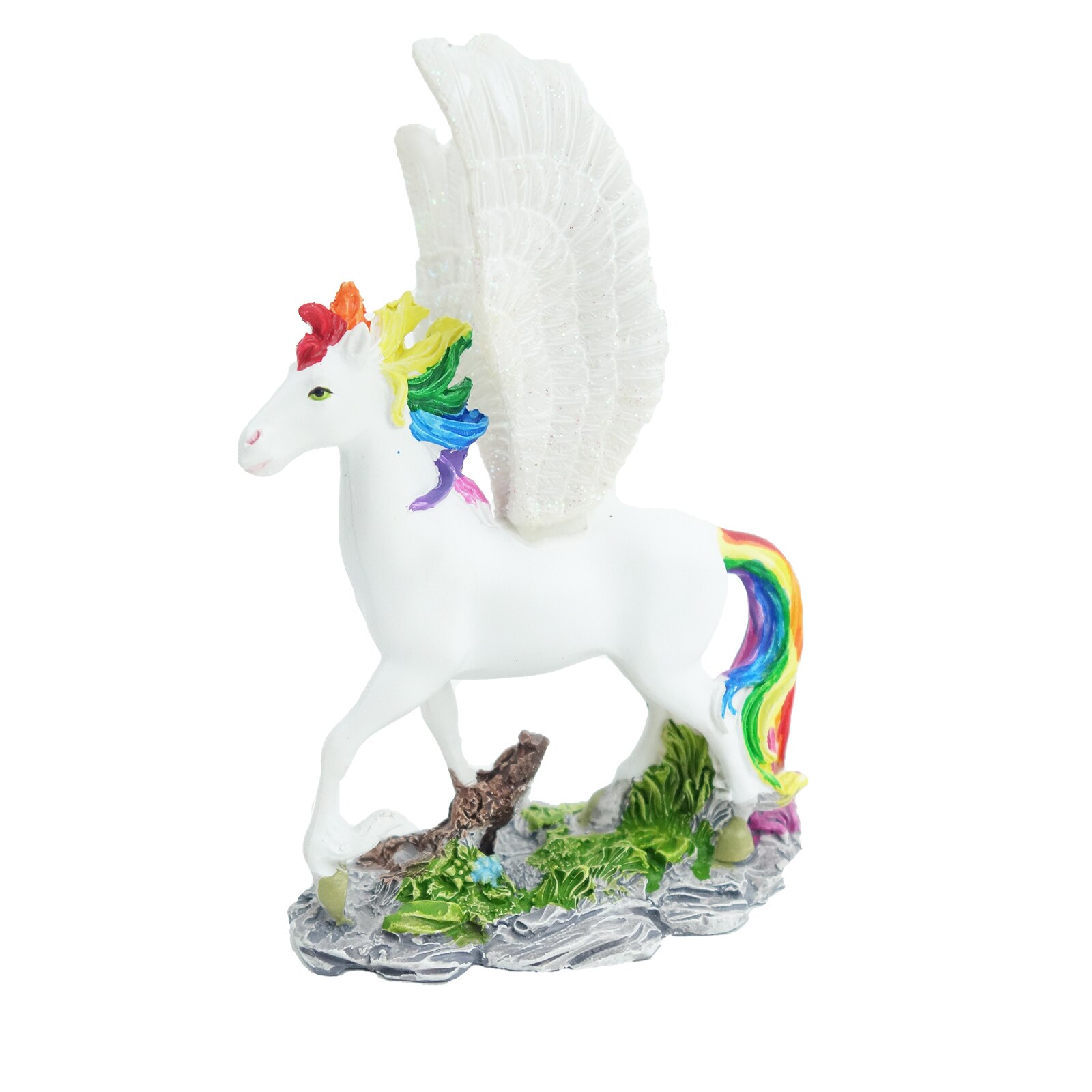 Decoratiune ceramica Pegasus, 11,5 cm, alb/verde