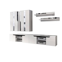 Biblioteca Lanco 3, culoare alba, lungime 270 cm