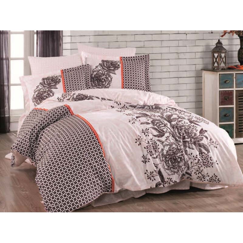 Set Lenjerie de pat, 2 Persoane, 100% Bumbac - Extra Confort Ariana Damson