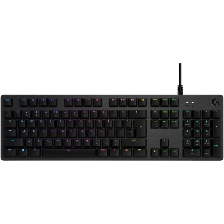 Клавиатура Gaming Logitech G512, Механична, RGB подсветка, Switch GX Blue, US INT'L , Carbon
